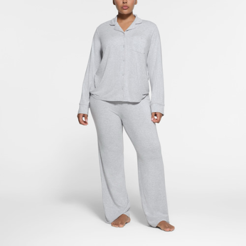SKIMS Sleep - Long Sleeve PJ Set in Light Heather Grey