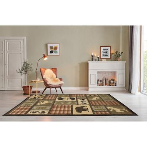 allen + roth Woodland 8 X 11 (ft) Brown Indoor Geometric Lodge Area Rug L6740A7L at Lowes.com