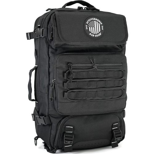 Dad Diaper Bag for Men with Built In Cooler Compartment, Removable Wet Bag, Waterproof Changing Pad and Converts from Backpack to Duffle Bag, Black