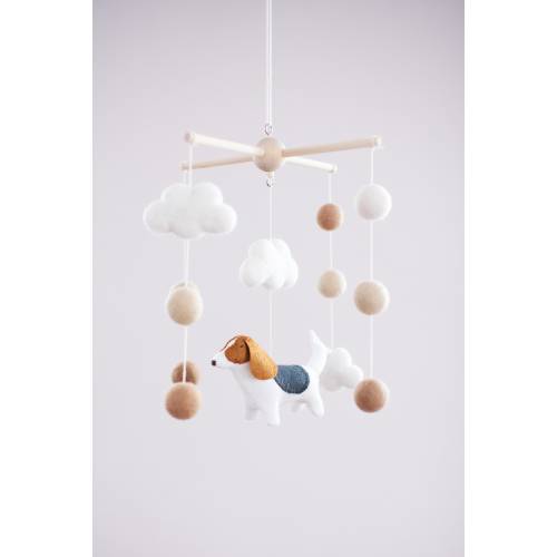 Handmade Basset Hound Baby Mobile: Wool Felt Nursery Decor