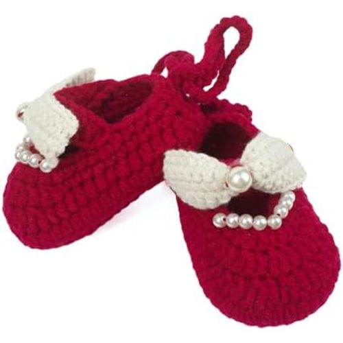 TJCONETJC Baby Booties Newborn Soft First Walkers Cozy Shoes Hand Crochet Knit Booties for Toddler Infant Girl