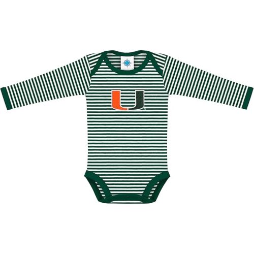 Creative Knitwear College Baby Striped Long Sleeve Bodysuit - Team Logo, Multiple Colors, Unisex (0-12 Months)