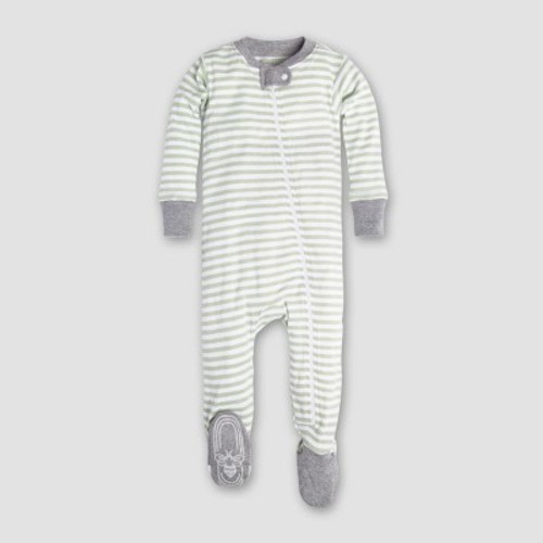 Burt's Bees Baby Organic Cotton Mini Stripe Sleeper - Green 0-3M