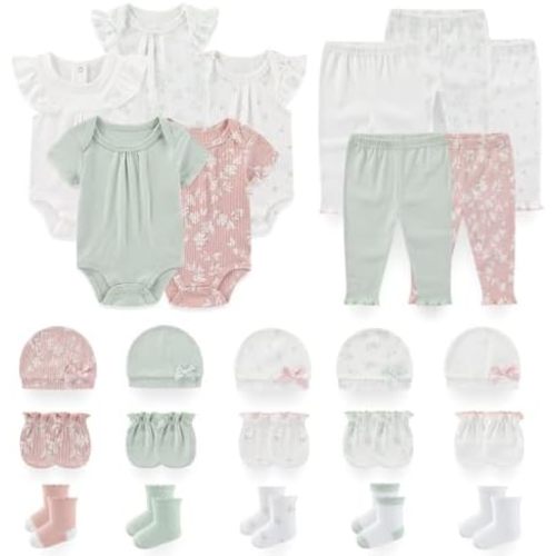 Unisex Baby Boy Girl Pant Sets Bodysuits Hats Gloves Socks Accessories 25 Pack Cotton Infant Practical Outfit
