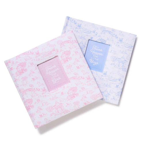 Photo Album Animal Toile Fabric Cover Pink Thank Heavens For Little Girls OR Blue Thank Heavens for Little Boys
