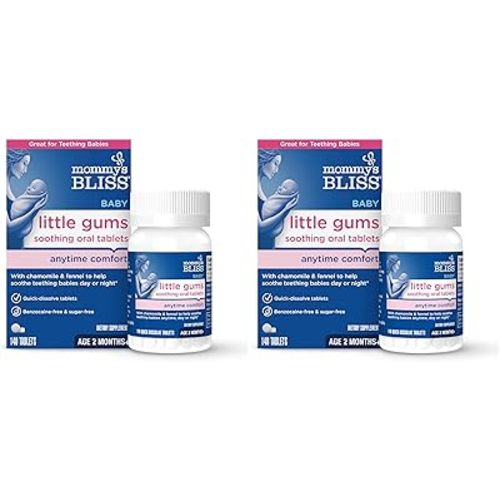 Mommy's Bliss Little Gums Soothing Oral Tablets,Great for Teething Babies,Benzocaine-Free & Sugar-Free,2 Months+,1 Bottle (140 Tablets),(Pack of 2)