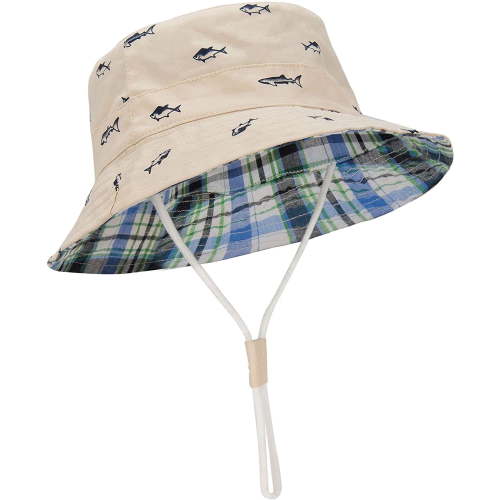 Zando Baby Sun Hat, UPF 50+ Wide Brim Bucket Hat for Toddler Kids, Beige, Sizes 6-12 Months to 2-4 Years