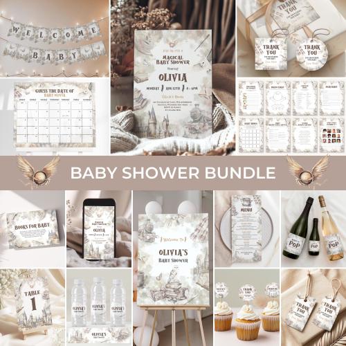 Wizard Baby Shower Bundle | Magic School Baby Shower Invitation Bundle | Magical Baby Shower Decorations Set | Baby Shower Games Pack | BS2
