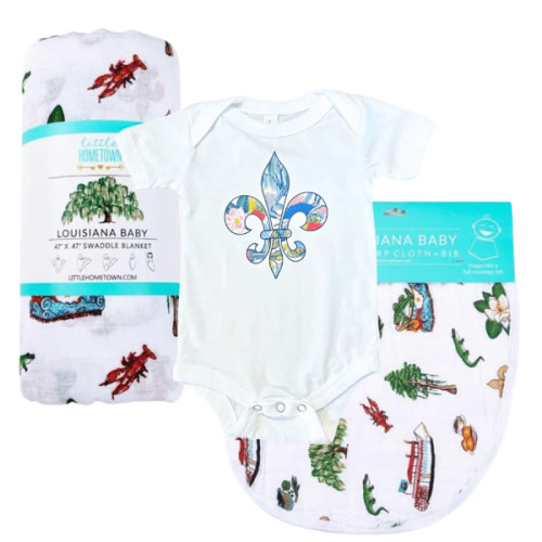 Louisiana-Baby Swaddle Blankets, Onesies, Pajamas, Burp Cloths – Little Hometown