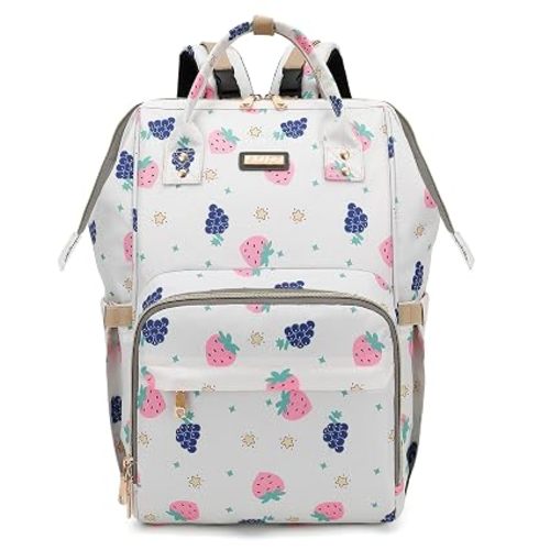GAIVP Diaper Bag Backpack, Diaper Bags for Baby Girls Boys, Baby Bags for Moms Dads, Nappy Changing Bag with Insulated Pockets,Multi-functional Waterproof Backpack with Stroller straps-Berry White