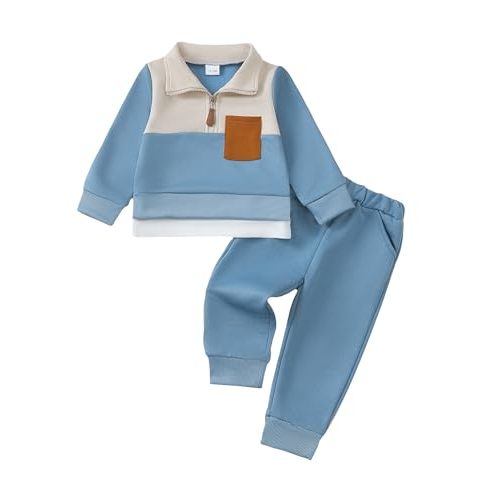 KIMI BEAR Toddler Baby Boy Clothes Long Sleeve Outfits Sweatshirt and Pants Fall Winter 2 Piece Sweatsuit Set for 1-5 Years