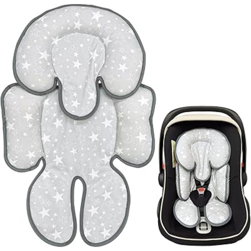 Infant Car Seat Insert, 2 in 1 Reversible Baby Car Seat Head & Body Support Cushion Pillow for Newborn,Soft Newborn Carseat Head Support Pad for Carseats, Strollers, Swings, Bouncers
