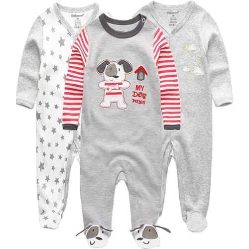 Kiddiezoom Baby and Toddler Boys'Snug Fit Footed One-Piece Romper Jumpsuit Cotton Cotton Footed Outfit