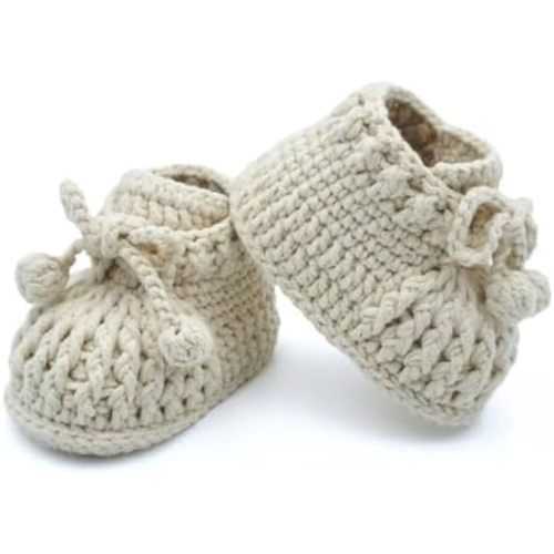 Baby Booties Newborn Hand Crochet Knit Cotton Bootie Soft Cozy Warm Socks Shoes for Infant Boys Girls