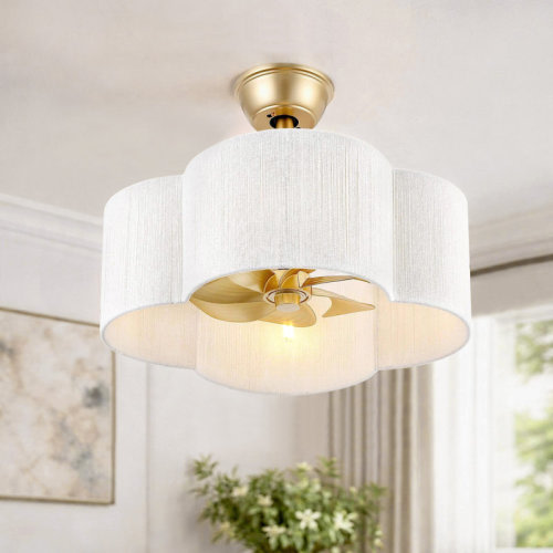Highland Dunes 19.7" Scalloped Rope Ceiling Fan with Light Kit and Remote Control | Wayfair