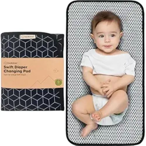 KeaBabies Portable Diaper Changing Pad, Easy Wipe Clean - Foldable Waterproof Baby Changing Mat for Diaper Bag, Compact, Lightweight, 25x13 Newborn, Infant, Baby Changer Travel Essential (Black Geo)