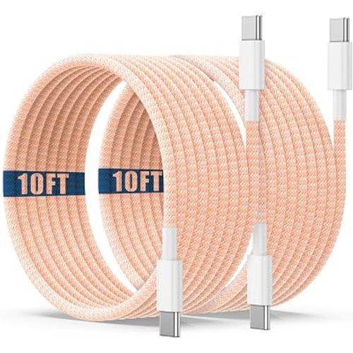 USB C to C Charging Cable 10ft, 60W Fast Type C to C Charger Cord Long for Apple iPhone 17 Pro Max/17 Air/16 Pro Max/15 Plus, MacBook Pro 2021/2020/2019,iPad 12.9/11 inch/Mini/Air 5/4,Samsung Galaxy