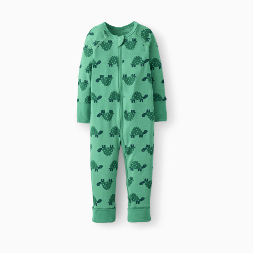 Hanna Andersson Baby 2-Way Zip Sleeper in HannaSoft Stretch - Turtles On Green, 0-3 M