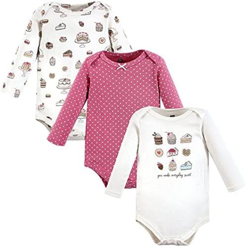 Hudson Baby Baby Girls' Cotton Long-sleeve Bodysuits 3-pack