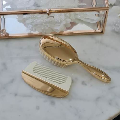 Silver or Gold Plated Baby Hair Brush Set - Etsy
