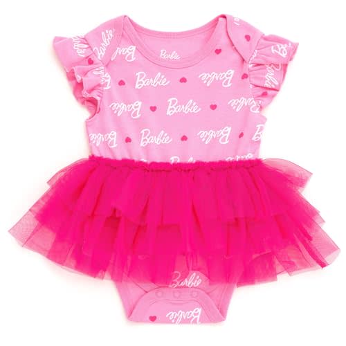 Barbie Baby Girls Bodysuit Tutu Dress Newborn to Infant