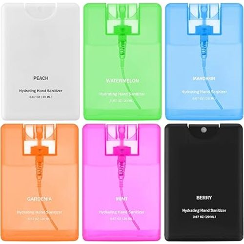 6 Pack Hand Sanitizer Spray Bulk Travel Size Hand Sanitizer Spray Mini Hydrating Pocket Gifts for Coworker Staff Teacher Holiday Favor(Clear,Classic)