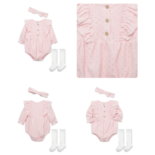 Gold Dots Velour Bubble Set (3M-12M)