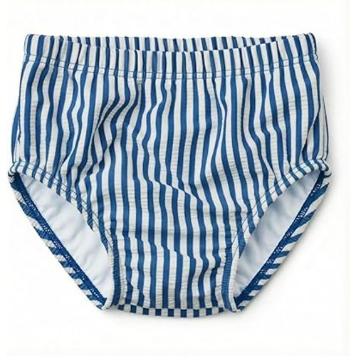LDIOIF Infant Baby Boy Swim Diapers Washable Waterproof Reusable Swim Pants Organic Seersucker Blue Stripe Swimsuit 6-9 Month