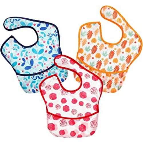 PandaEar 3 Pack Super Light Weight Baby Bib, Waterproof, Washable, Stain Oil and Odor Resistant 12-48 Months (Girl)