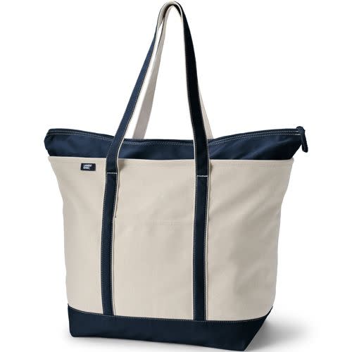 XL Zip Top Canvas Tote Bag | Lands' End