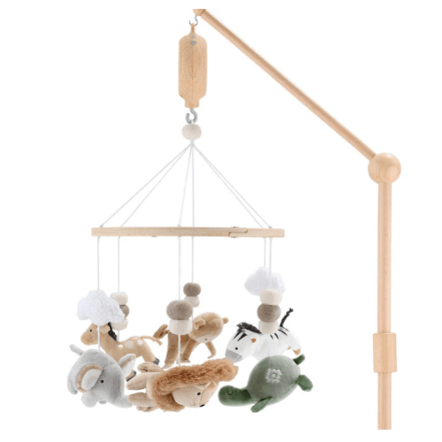 Safari Serenity Wooden Crib Musical Mobile