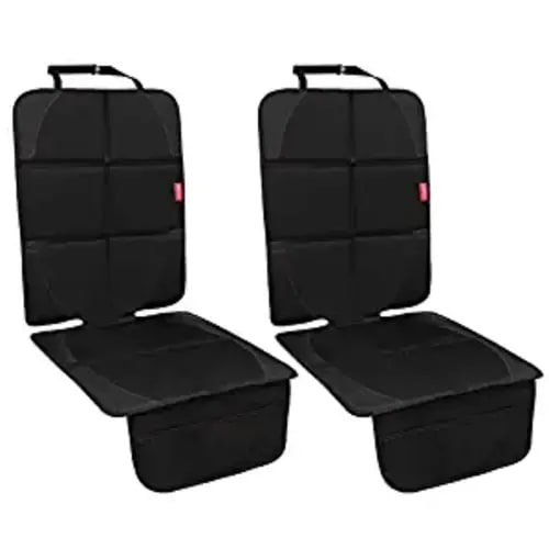 MORROLS Car Seat Protector, 2 Pack Seat Protector Carseat with Thickest Padding, Baby/Pets Car Seat Protector for Child Car Seat-Mesh Pockets-Waterproof-Universal Size(Black) - 2Pcs