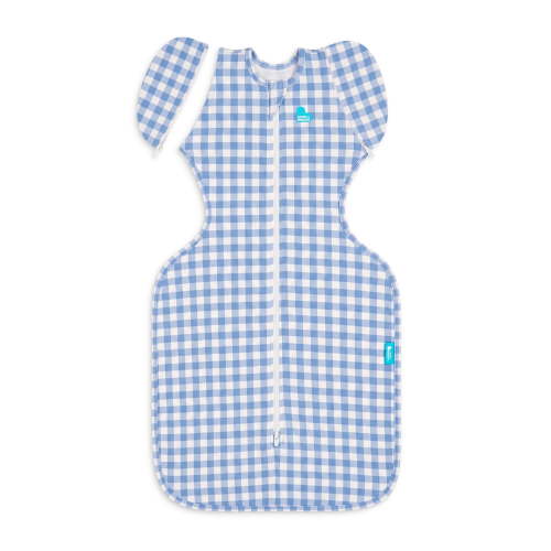Love To Dream Swaddle Up Transition Bag, 4-way Stretch, Cotton Blend, 1.0 TOG, Blue Gingham, Medium