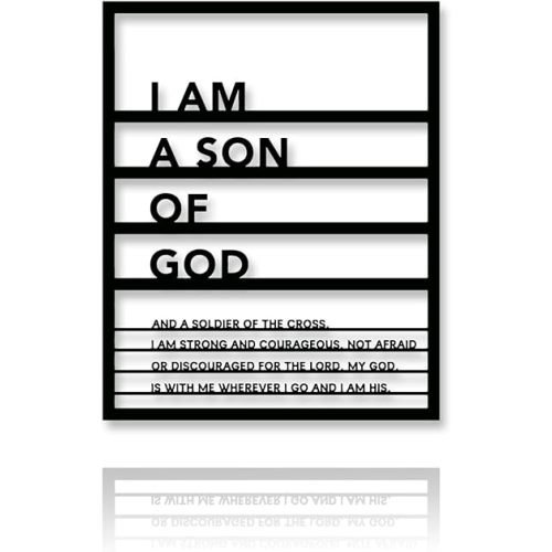 Metal Teen Boy Room Wall Decor I Am a Son of God Wall Art Sign for Boys Bedroom Playroom living Room Bathroom Motivational Sculptures Black