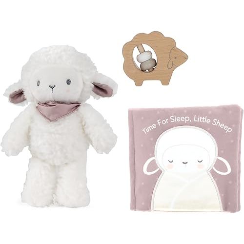 Kids Preferred Carter's Sheep 3-Piece Gift Set - Sheep Plush, Rattle Teether, & Soft Book