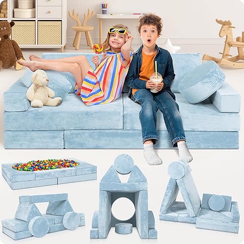 Lunix Modular Kids Play Couch, 14-Piece Sectional Sofa