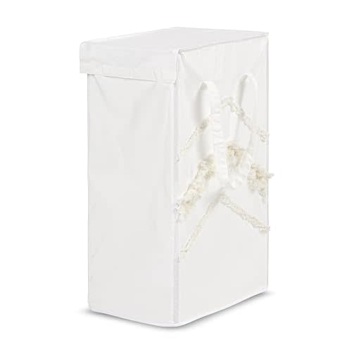 Sweet Jojo Designs Ivory Bohemian Boho Chic Boy Girl Unisex Gender Neutral Laundry Hamper Foldable Dirty Clothes Basket with Handles Baby Nursery Kids Bedroom Teen Bathroom Solid Off White Farmhouse