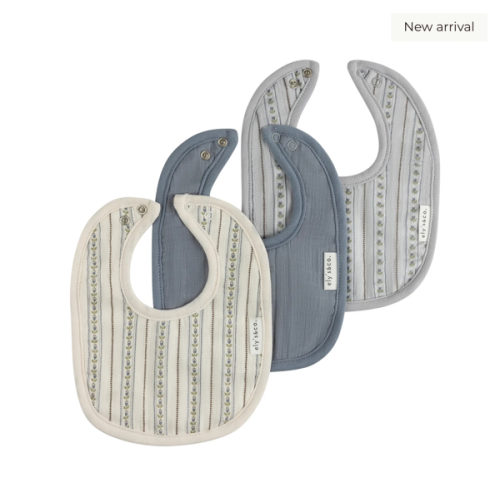 Baby Boy Muslin Bib 3-Pack | Jersey Cotton | Linear Tulip | Ely's & Co – Ely's & Co.