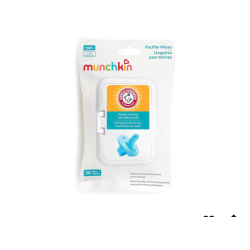 Munchkin Arm & Hammer Pacifier Wipes - Safely Cleans Breast Pump Parts and Feeding Essentials for Baby and Toddler, 1 Pack, 36 Wipes