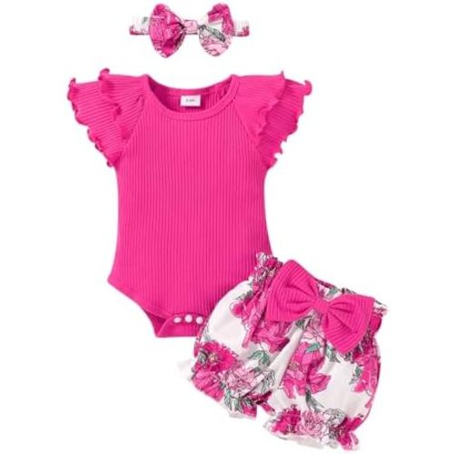 YOUNGER TREE Newborn Infant Baby Girl Clothes Romper Shorts Set Floral Summer Outfits Cute Baby Girl Clothing