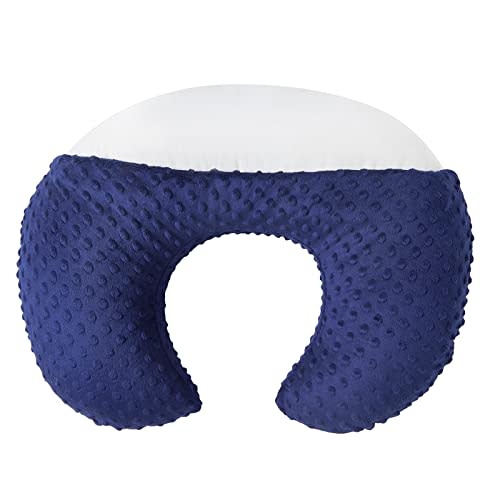Nursing Pillow and Positioner Breastfeeding and Bottle Feeding | Propping Baby, Tummy Time, Sitting Support for Baby Boy and Baby Girl, with Removable Dots Cover (Estate Blue)