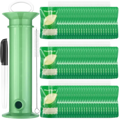 Maxcheck 28 Pcs Refillable Baby Food Pouches Maker Set Include 25 Pcs Portable Fruit Puree Storage Bags, Baby Food Maker, Pen and Brush for Babies Kids Toddlers