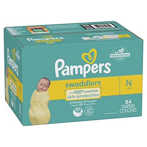 Diapers Newborn/Size 0 (< 10 lb), 84 Count - Pampers Swaddlers Disposable Baby Diapers, Super Pack (Packaging May Vary)