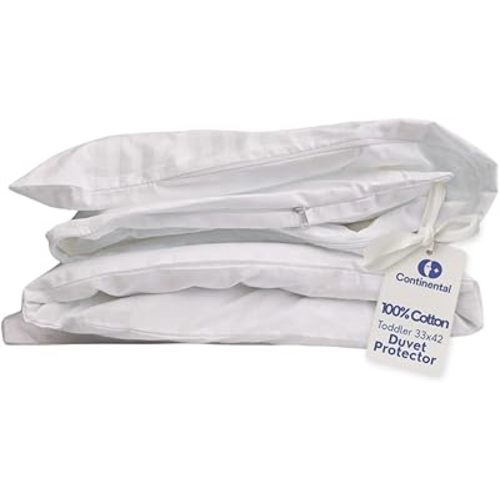 Duvet Cover Protector for Toddler Comforter, 100% Cotton, Zipper to Block Blanket from Dust Fits Standard Crib & Toddler Bed, 33x42 Inch, White