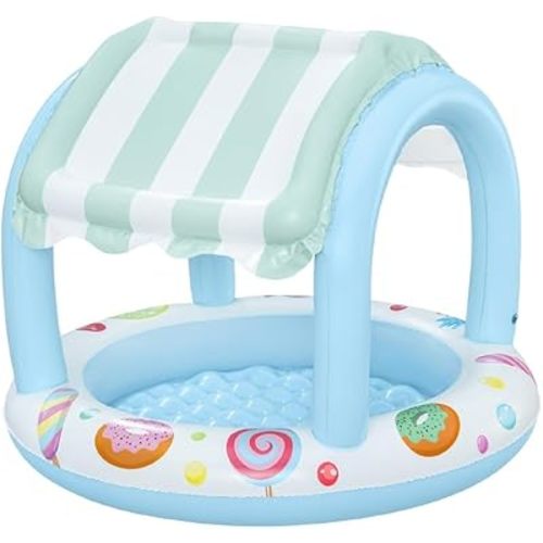 Bestway | Inflatable Sweet Shop Paddling Pool, Kids, Toddler Outdoor Garden Paddling Pool with Shade, Canopy Baby Pool, Ages 2+
