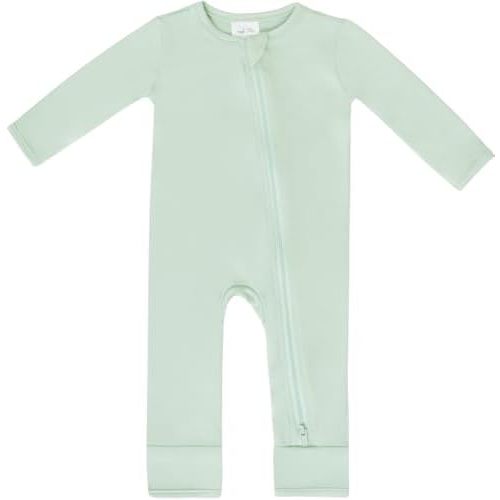Baby Romper, Soft 2-Way Zipper Footless Long Sleeve Jumpsuit for Baby Boys Girls, 0-9 Months, 12-24 Months