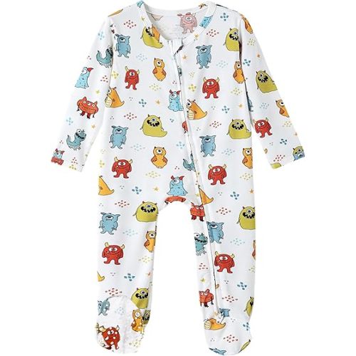 Baby Footie Romper Pajamas Unisex Newborn Infant Pjs Soft Rompers Viscose from Bamboo Sleepwear
