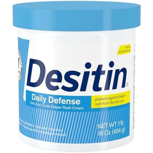 Desitin Daily Defense Baby Diaper Rash Cream with 13% Zinc Oxide, Barrier Cream to Treat, Relieve & Prevent Diaper Rash, Hypoallergenic, Dye-, Phthalate- & Paraben-Free, 16 oz