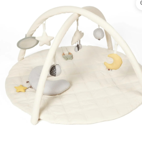 Organic Cotton Cozy Baby Playmat with Mirror, Tummy Pillow and 6 Toys