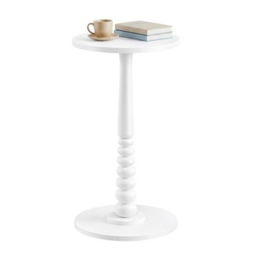 VASAGLE MARIEL Collection - Round Side Table, Small End Table for Small Spaces, Accent Nightstand, Solid Wood Leg, Mid-Century Modern, Cloud White